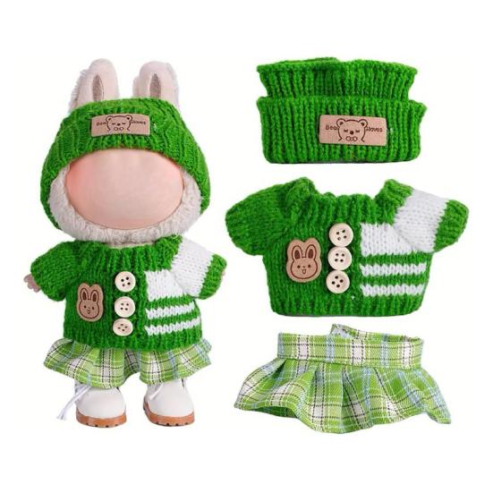 17cm Puppenkleidung 3-teiliges Hut-Pullover-Hosen-Set Handgemachte Baby-Puppen-Outfits Stilvolle Entzückende Accessoires für Puppensammler