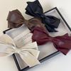 Synthetic Leather Bow Barrettes Women Elegant Ponytail Clip Hairpins Girls Bowknot Hair Clips Fashion Hair Accessories Headwear