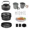 Aluminum Camping Cookware Set with 1-2L Kettle-Portable Outdoor Picnic Pot & Mess Kit for Hiking and Backpacking