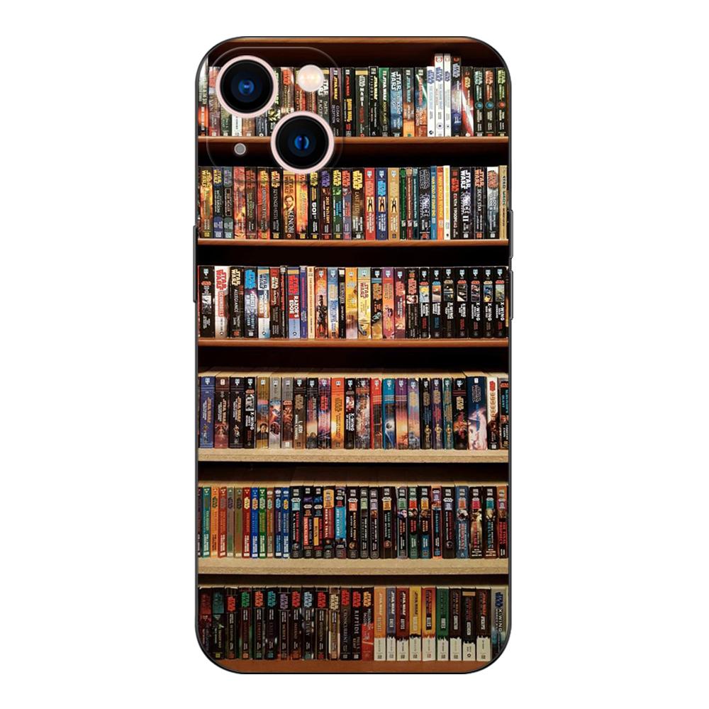 Black Tpu Case for Iphone 14 13 12 11 Mini Pro MAX 5 5s Se 2020 6 6s 7 8 Plus X 10 XR XS Cover Books