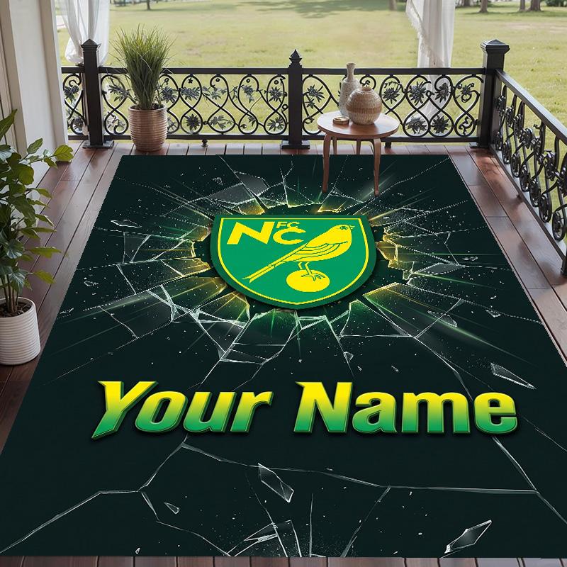 Custom Text Printed Rug Norwich City Non Slip Floor Carpet For Home Room Decor