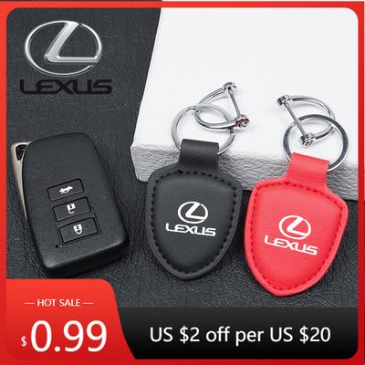 Interior Stickers Car Keychain Shield Leather Keyring Car Motorcycle Keyring Holder For RX330 IS250 Ct200h ES300h RX350 IS