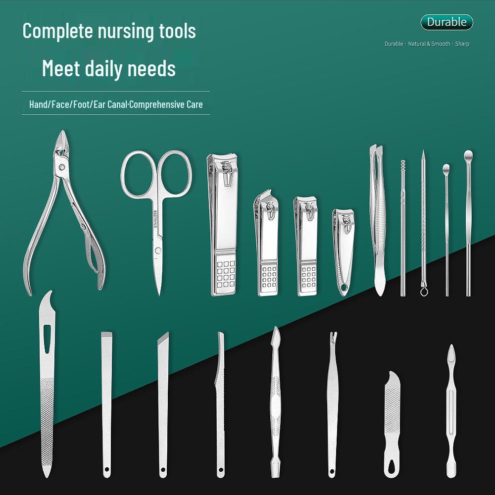 19-Piece Slant-Edge Nail Clipper & Ear Pick Manicure Set