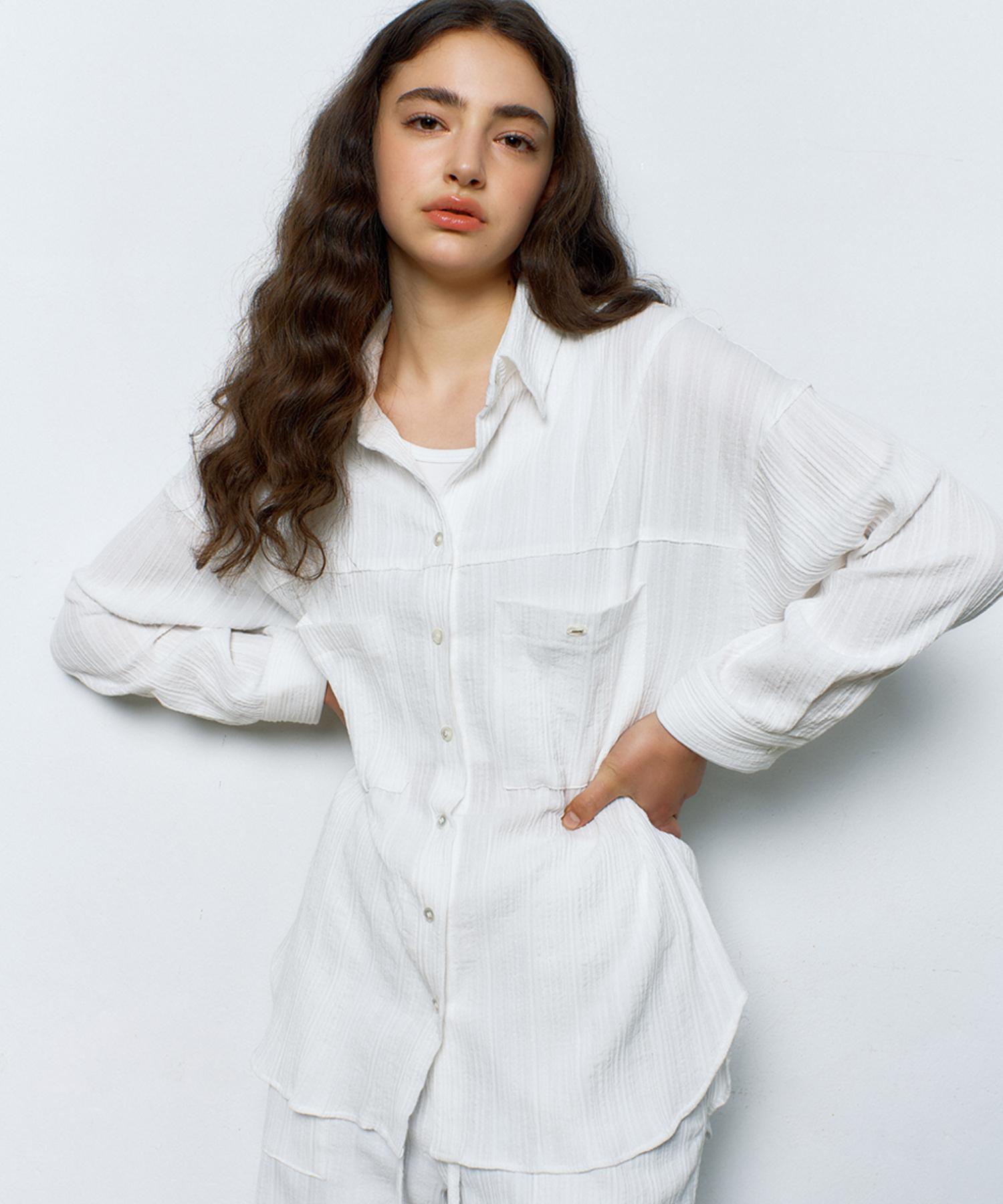 Manavis Seven Oversized Loen Shirt [White] White/Free
