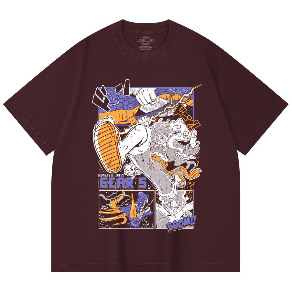 

230 Gsm 100% Cotton One Piece V22 Luffy Gear Print Unisex Heavy Cotton T Shirt 2XL