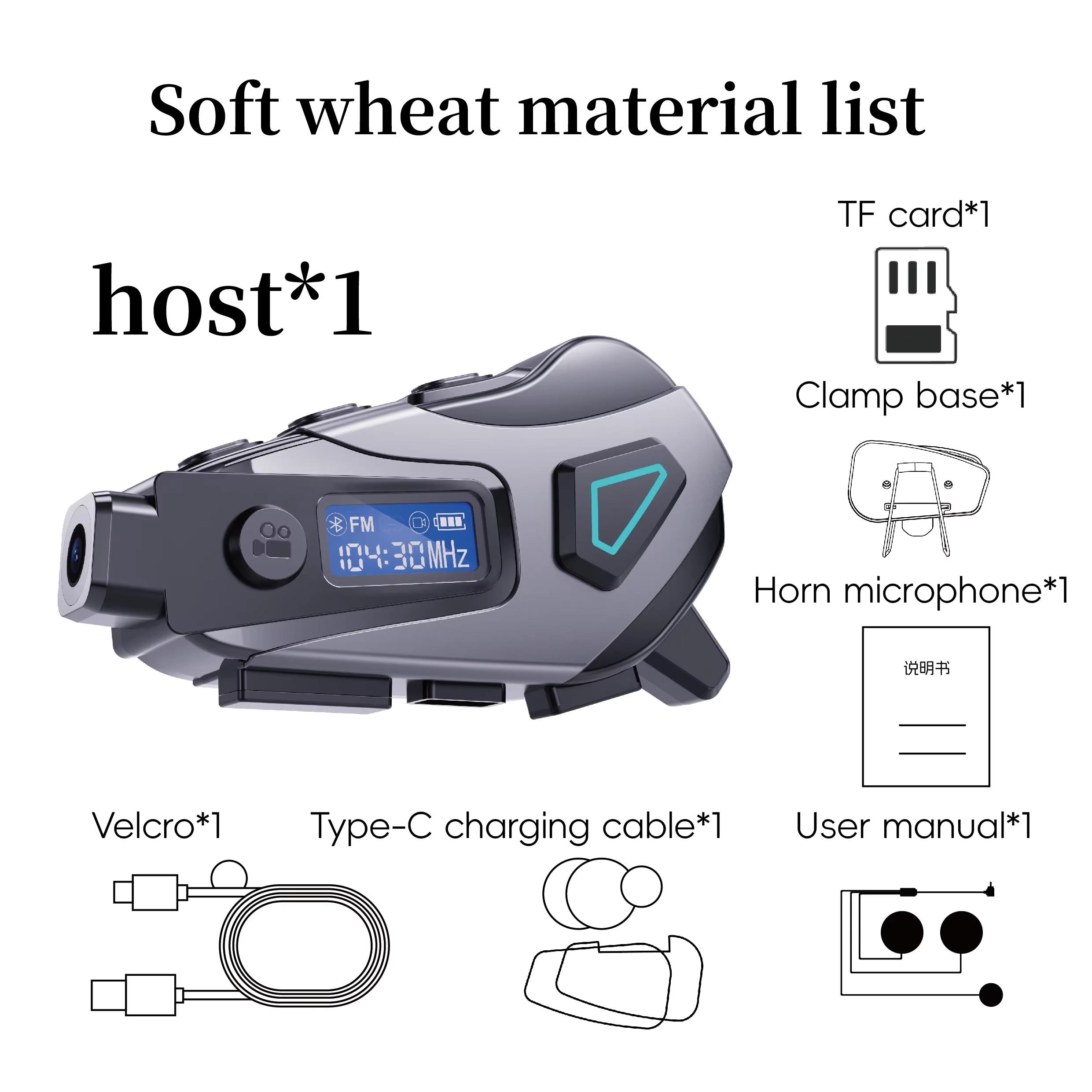 

Motorcycle Helmet Bluetooth Headset 1080P Hd Driving Recorder Wireless Recorder Waterproof Stereo Fm Radio Motorcycle Recorder