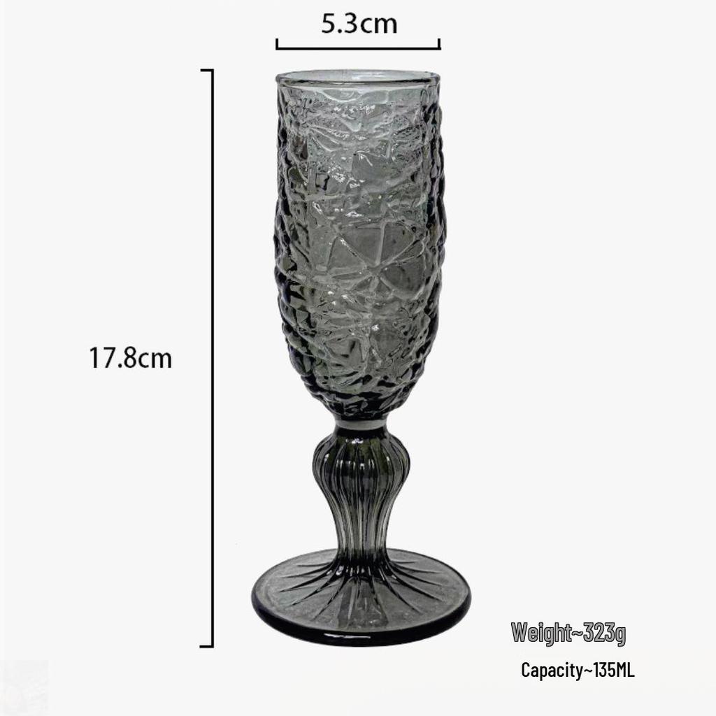 Vintage Embossed Colored Glass Goblet – Luxury Thickened Bubble Wine Glass