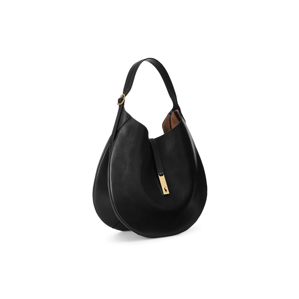 Polo Ralph Lauren Polo ID Cow Leather Handbag, Shoulder Bag Women's Black WAPOBAG02V20007-001