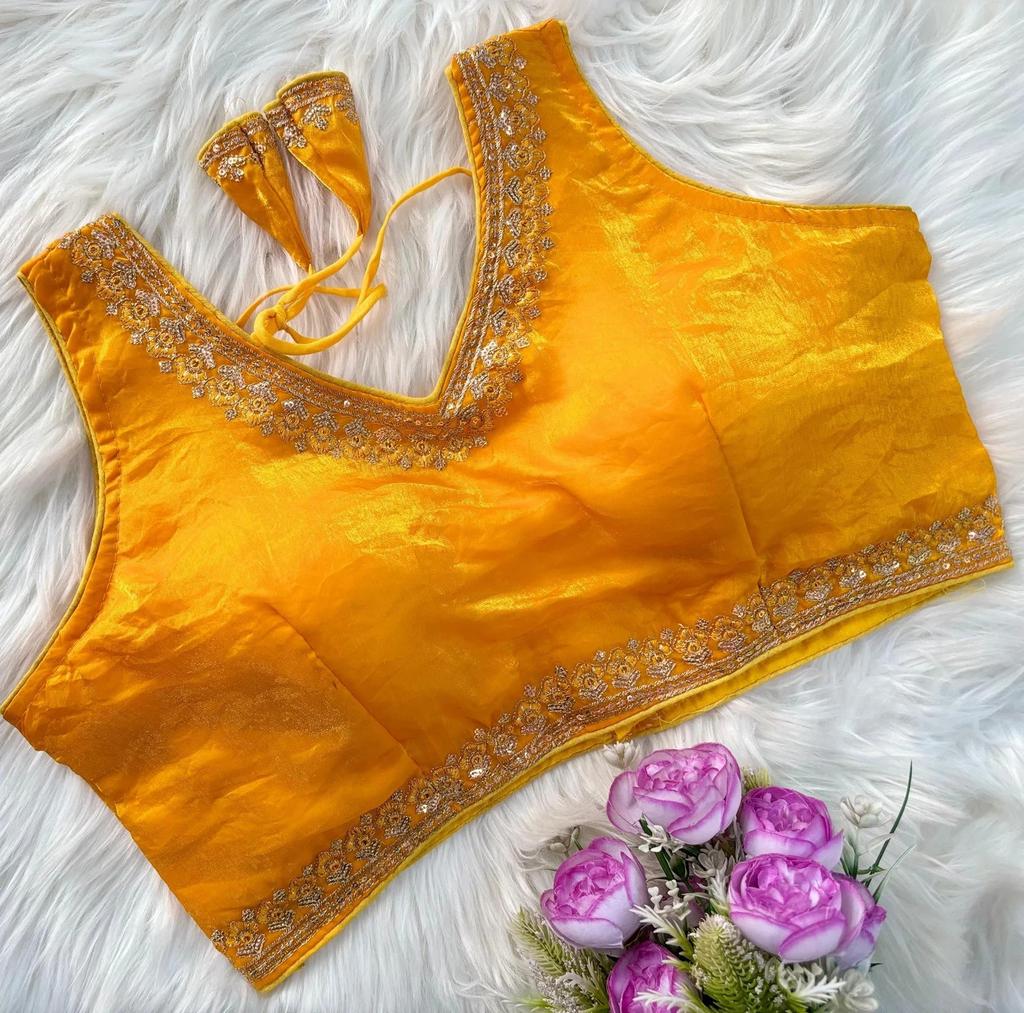 Blusa sin mangas de mezcla de seda para mujer Ropa de fiesta india Diseñador Étnico Choli