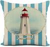 Linen Throw Pillowcase Lighthouse Sailing Sea Shell Home Dcor Pillowcase Square Cushion Cover Sofa Cushion Cover 45X45