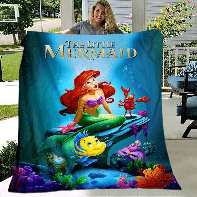 1pc Mermaid Printing Blanket - Soft, All-Season Throw for Living Room, Gift with Adorable Cartoon Design