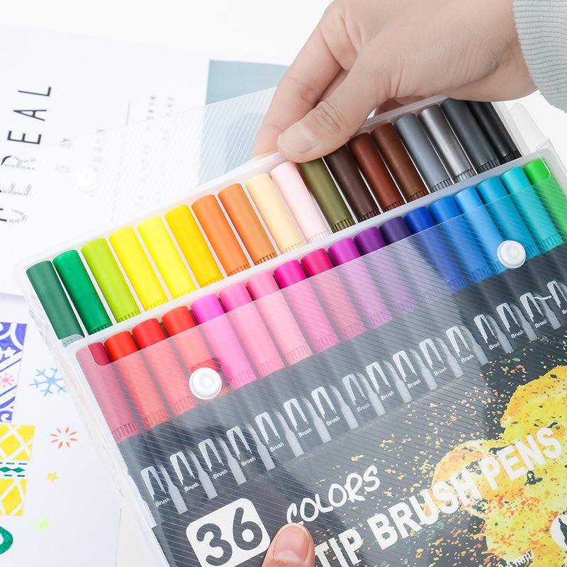 120-Color Dual-Tip Art Watercolor and Fineliner Pen Set with Soft Brush