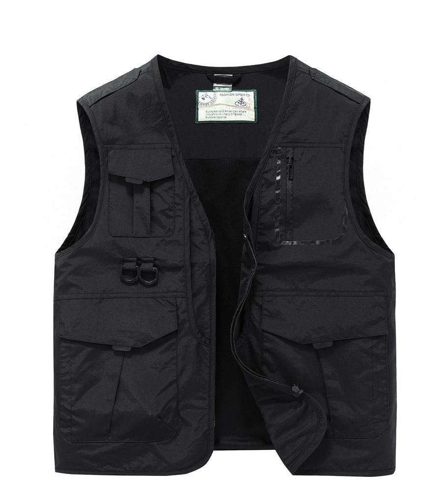 Functional Vest for Men Loose Fit Large Size Thin Workwear Multi Pocket Photography Fishing Outdoor Vest Jacket for Me