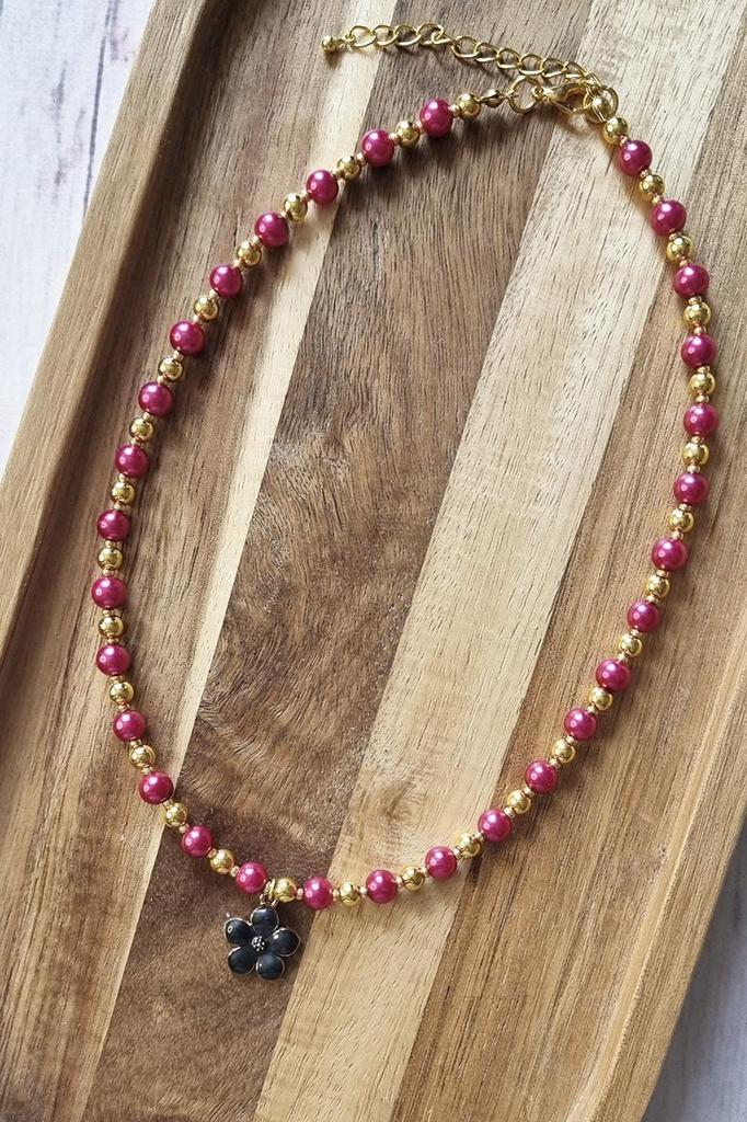 Handmade Choker Necklace with Flower Pendant