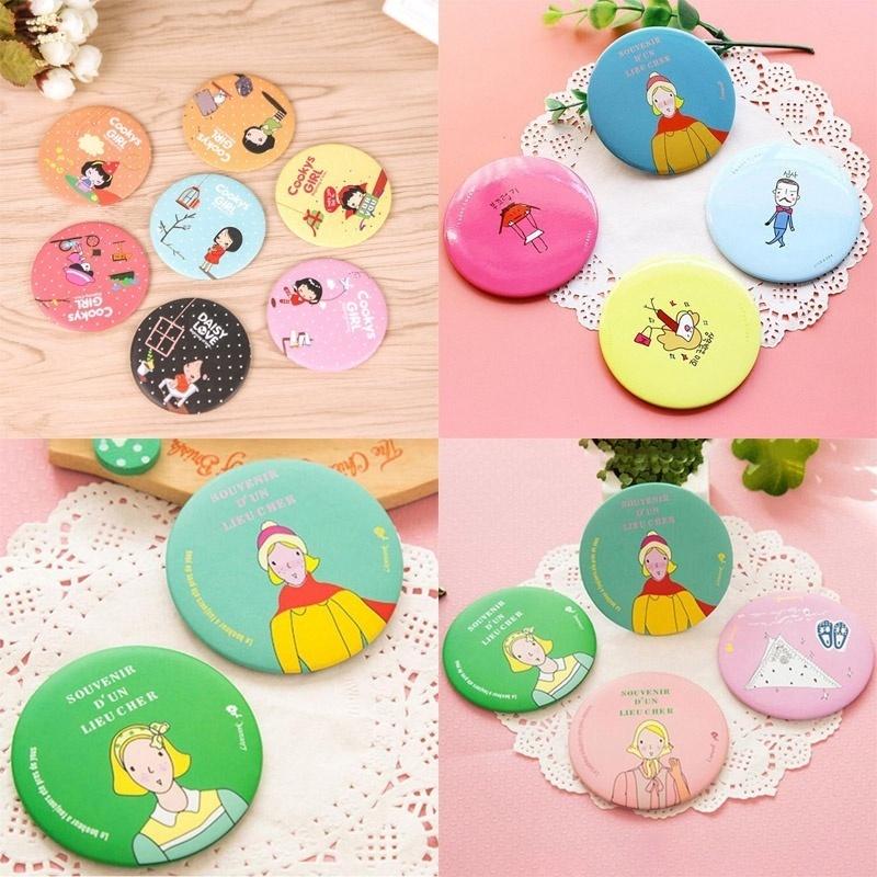 2PCS Makeup Mirror Hand Pocket Travel Mini Cosmetic Mirror  Random