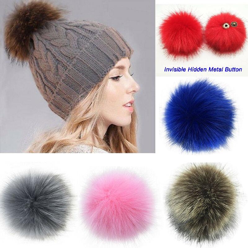 Faux Women Diy Raccoon Fur Pom Poms Ball For Knitting Beanie Hats Accessories