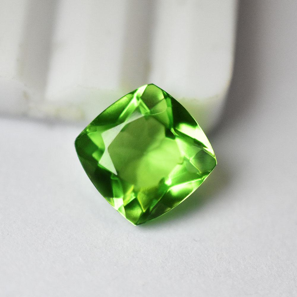 A+   Natural Green Peridot 7Ct Square Cushion Cut 10x10MM Loose Gemstone