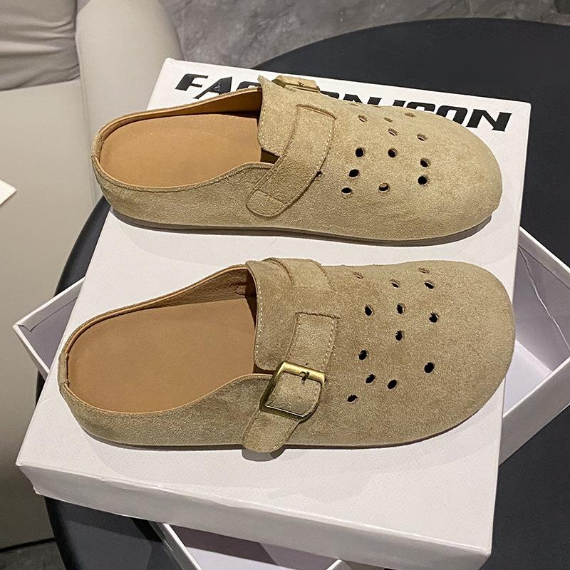 

Ретро сумка голова тапочки женские 2025 новая мода полые туфли толстая подошва для улицы крутые тапочки 40 хаки