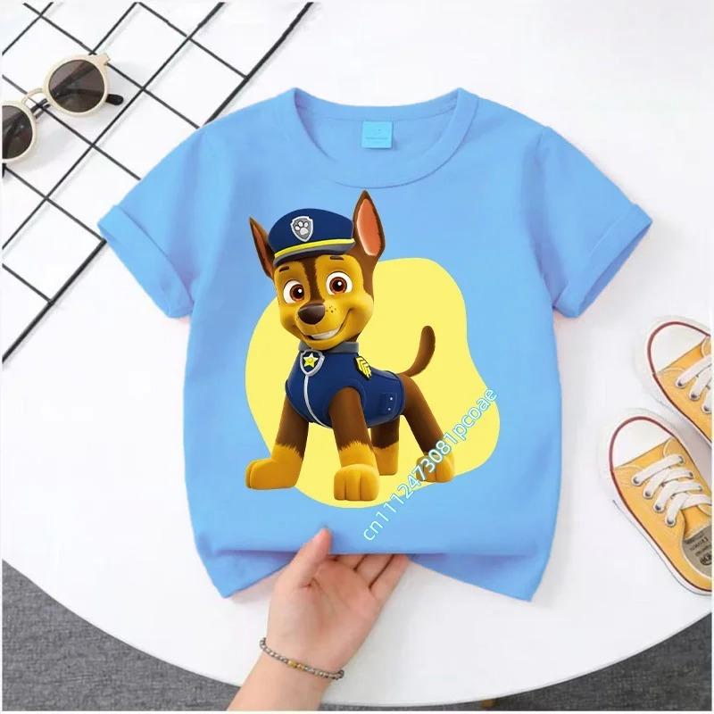 Summer PAW Patrol Children's Short-Sleeve T-Shirt Cartoon Chase Skye Print Boys and Girls Breathable Casual Top
