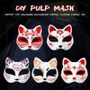 DIY Pappmaché Japanische Maske Halbgesicht Handbemalt Katze Weiße Maske Maskenball Halloween Festival Cosplay Requisite