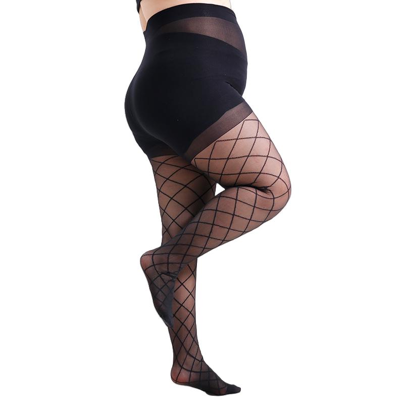 

Fashion Women S Plus Size 4Xl 20 Denier Diamond Jacquard Sheer Tights High Waist Nylons Pantyhose Super Elastic Xl/2Xl-3Xl/4Xl 4XL