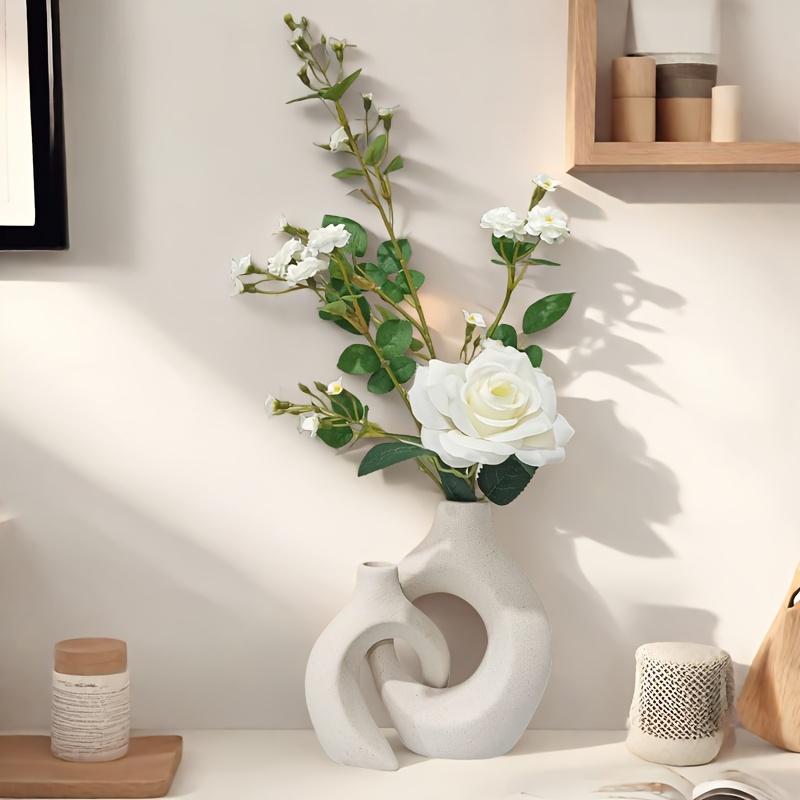 Nordic White Ceramic Vase Ins Style Creative Flower Vase Simple Luxury Wholesale