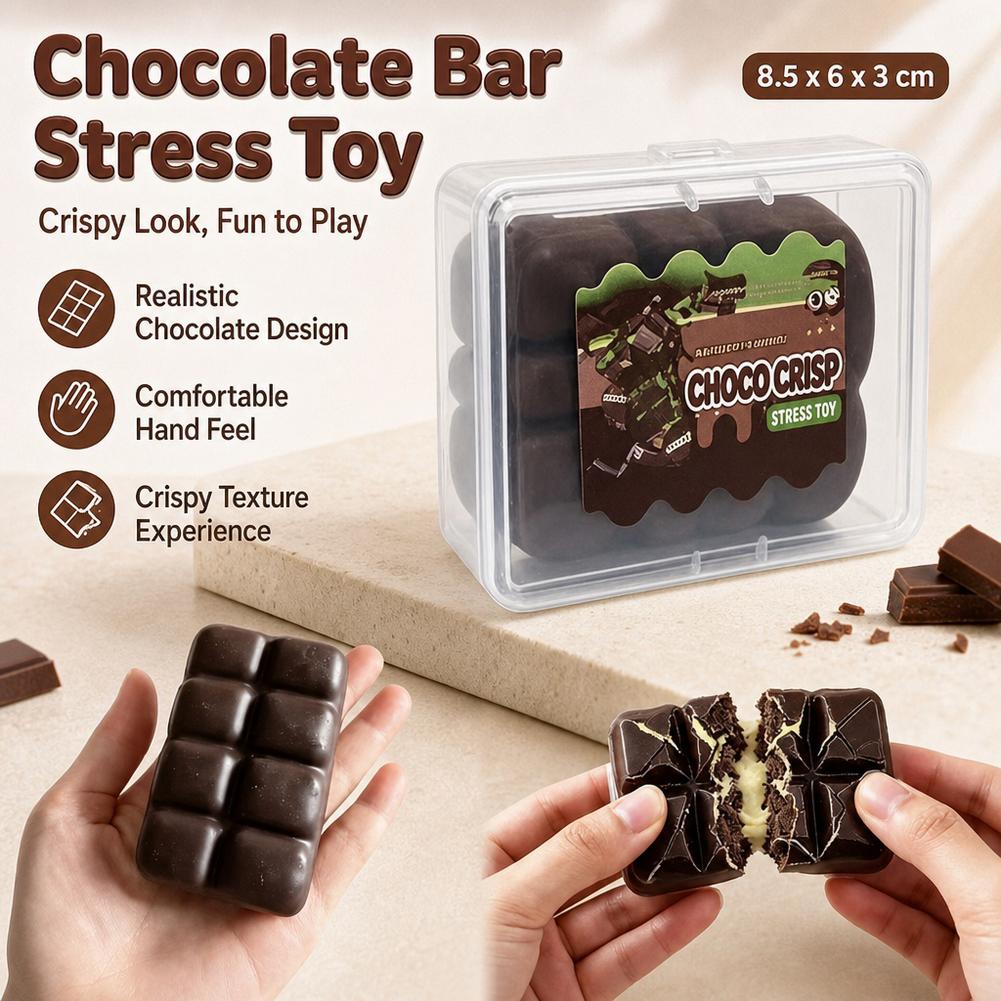 Crispy Chocolate Squishy Fidget Toy Irreversible Crunchy Squeeze Toy Realistic Chocolate Bar Stress Relief Sensory Toy