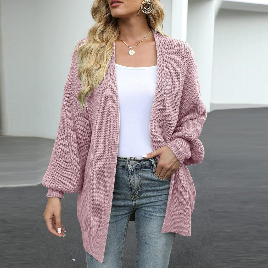 Women Ribbed Knit Cardigan Sweater Open Front Long Sleeve Pocket Casual Loose Fit Chunky Knit Outerwear