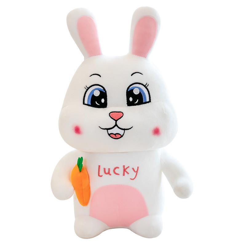 Adorable Plush Long-eared Bunny Rabbit Carrot Stuffed Toy Cute White Doll 80cm