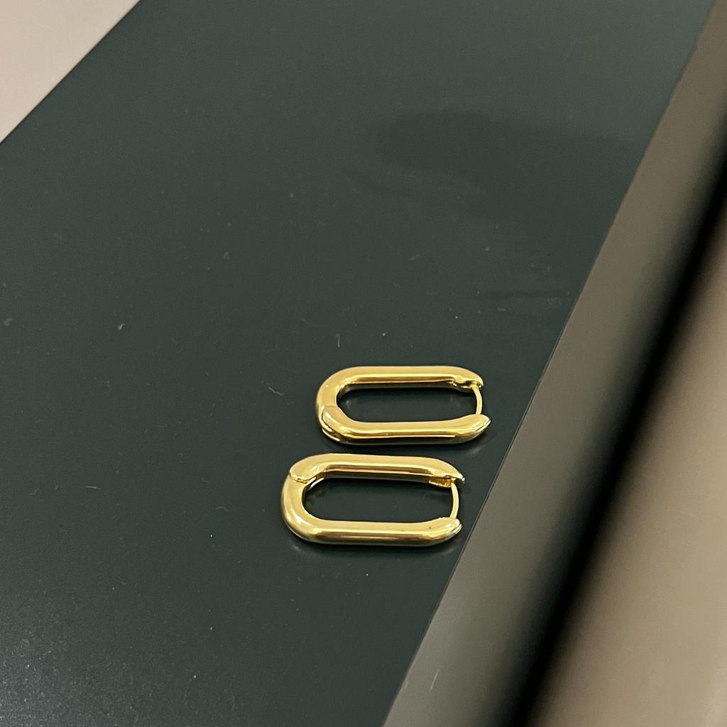 Geometry Irregular Smooth Metal Ear Buckle Earrings for Women Girls Vintage Fashion Gold Color Oval Earrings Punk Zircon Set