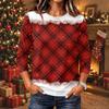 Women's Christmas Print Long Sleeve Neck Pullover Top