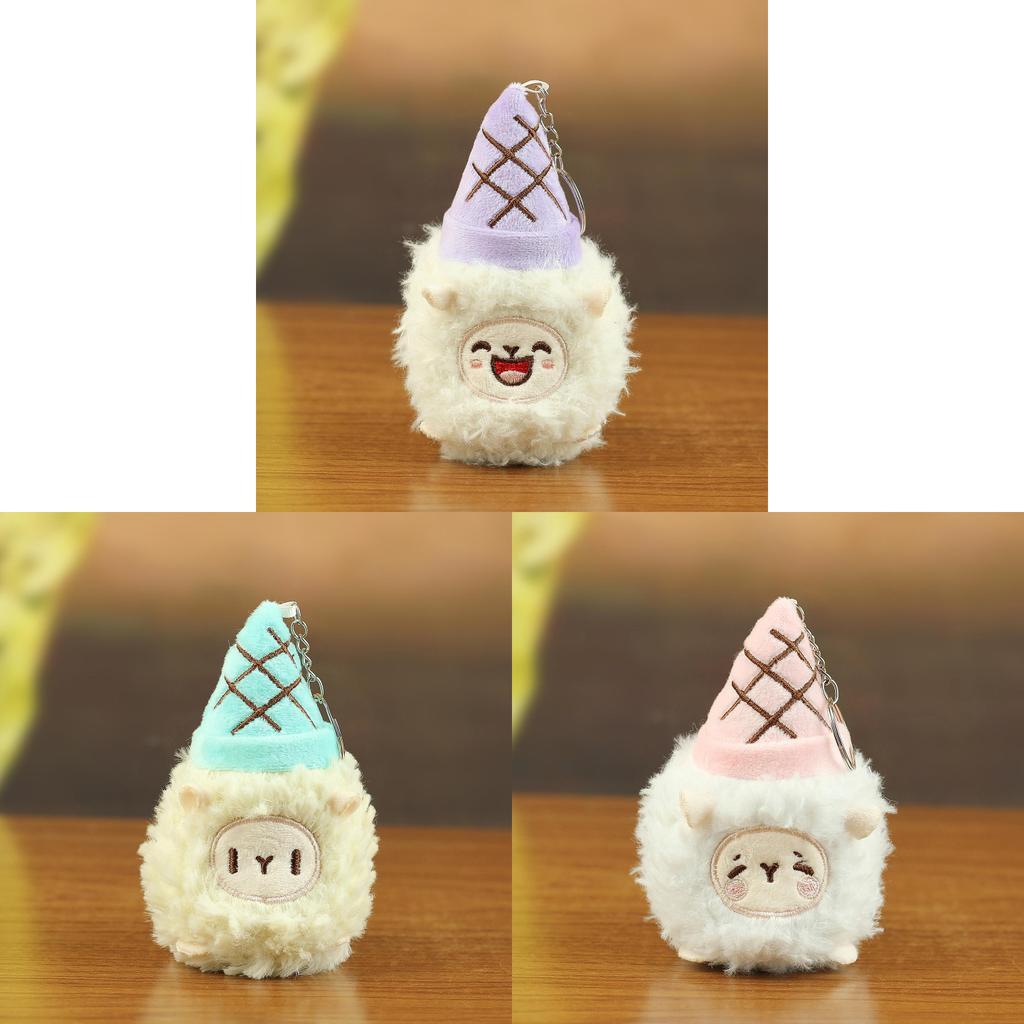 Plush Ice Cream Keychain Soft Toy With Pp Cotton Filling For Bag Decor And Gifts