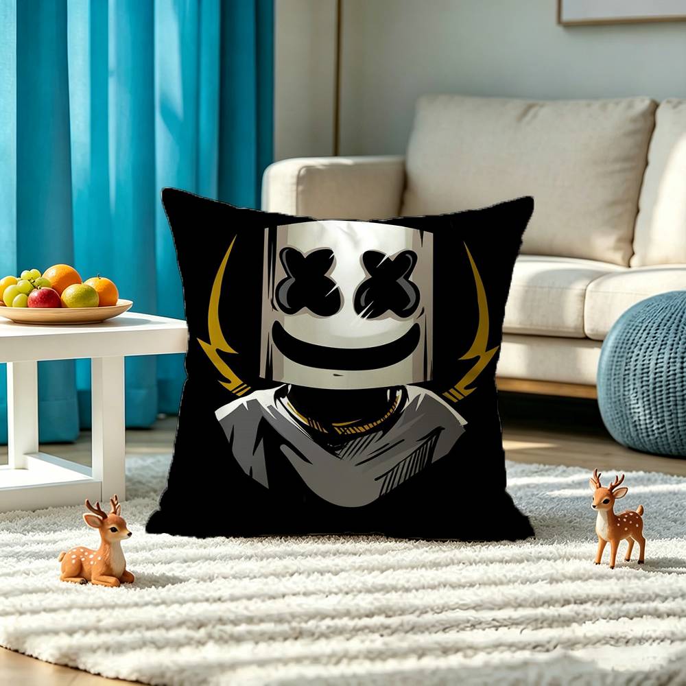 M-marshmello Singer Square Double-Sided printed Pillow Case Bedroom Bedside Pillow Sofa Cushion Cover