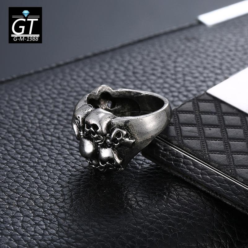 Jewelry Ghost Head Ring, Hot-selling Titanium Steel Skull Ring, Fashionable Domineering Punk Retro