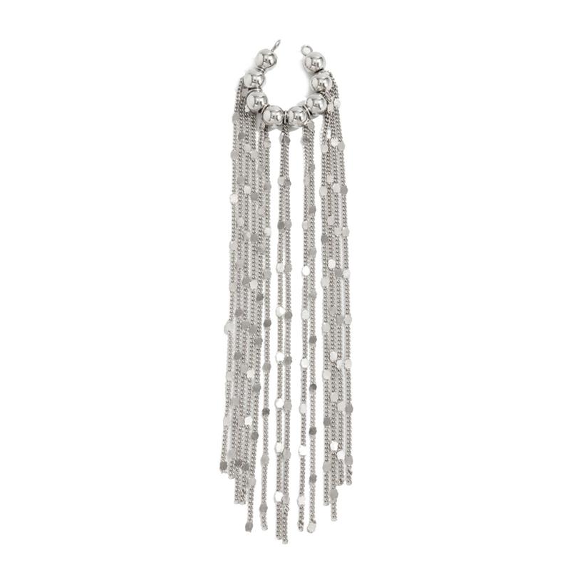 Stylish Clip On Earrings For Women Trendy Imitation Bead And Fringe Hanging Ear Cuffs