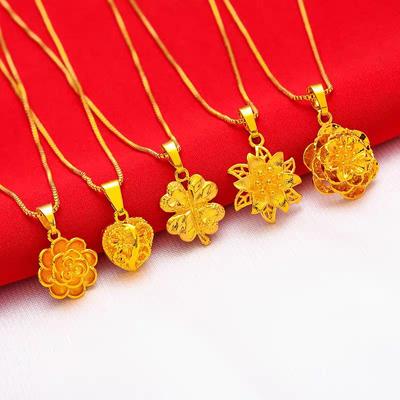 Shajin Jewelry Collier Pendentif Fleur Dorée Style Chinois pour Femmes - Design Rétro avec Rétention de Couleur Longue Durée