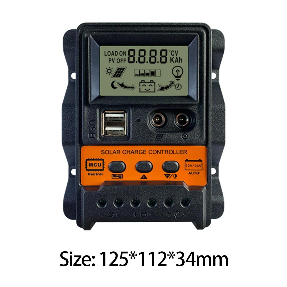 Solar Charge Controller 12V 24V Solar Panel Voltage Regulator LCD Display Dual USB Output Support for iPhone Charging