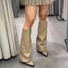 Women Chunky High Boots Pointed Toe Shoes Sexy Lady Dress Gladiator Autumn New 2024 Trend Retro Fad Woman Boots Goth Botas Mujer