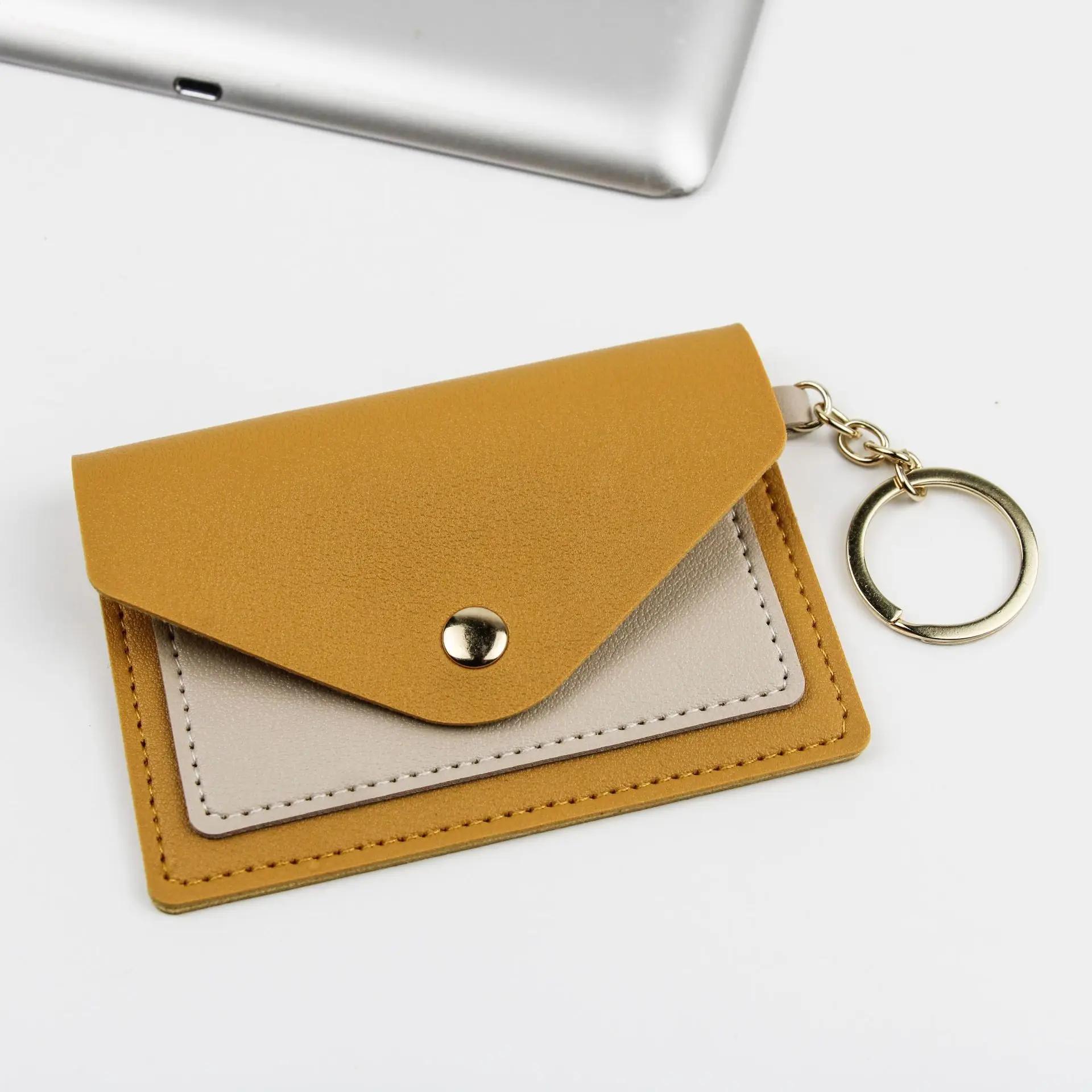 

Fashion Slim Leather Wallet Business Credit Card Holder Short Purse Leather ID Card Holder Candy Color Bank Multi Slot Card Case жовтий