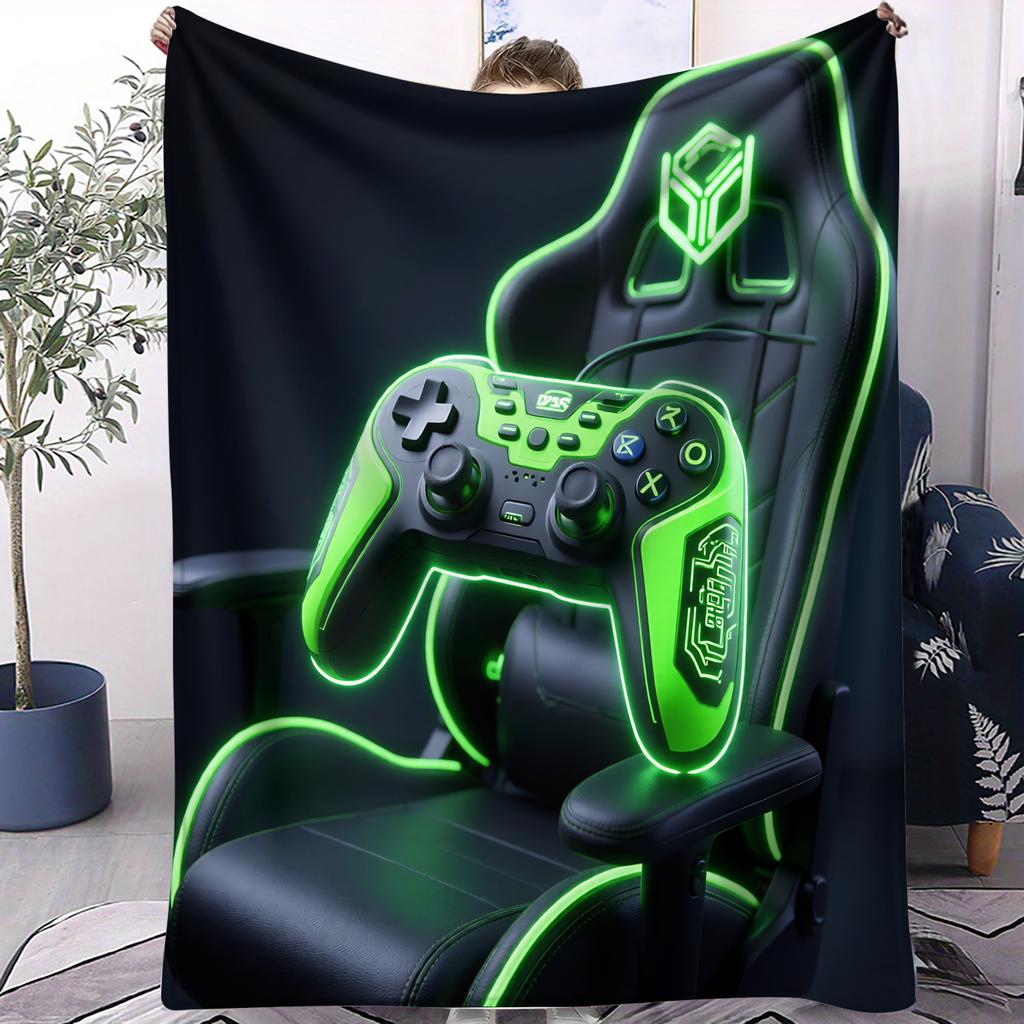 Chic High-end Vibe Game Controller Print Flannel Throw Blanket for Adult Quality Cozy Soft Warm Blanket for Travel Office Home
