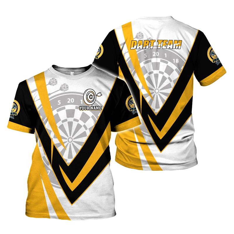 Camiseta Hombre Dardo Impresión 3D Personalizada con Nombre para Aficionados a los Dardos Camisetas Gráficas Tops de Verano Manga Corta Oversize Ropa