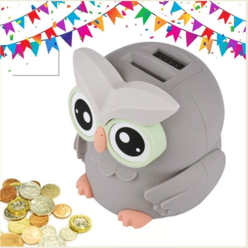 Electronic Owl Counting Piggy Bank Cute Animal Shape Automatic Saving Gifts Pot