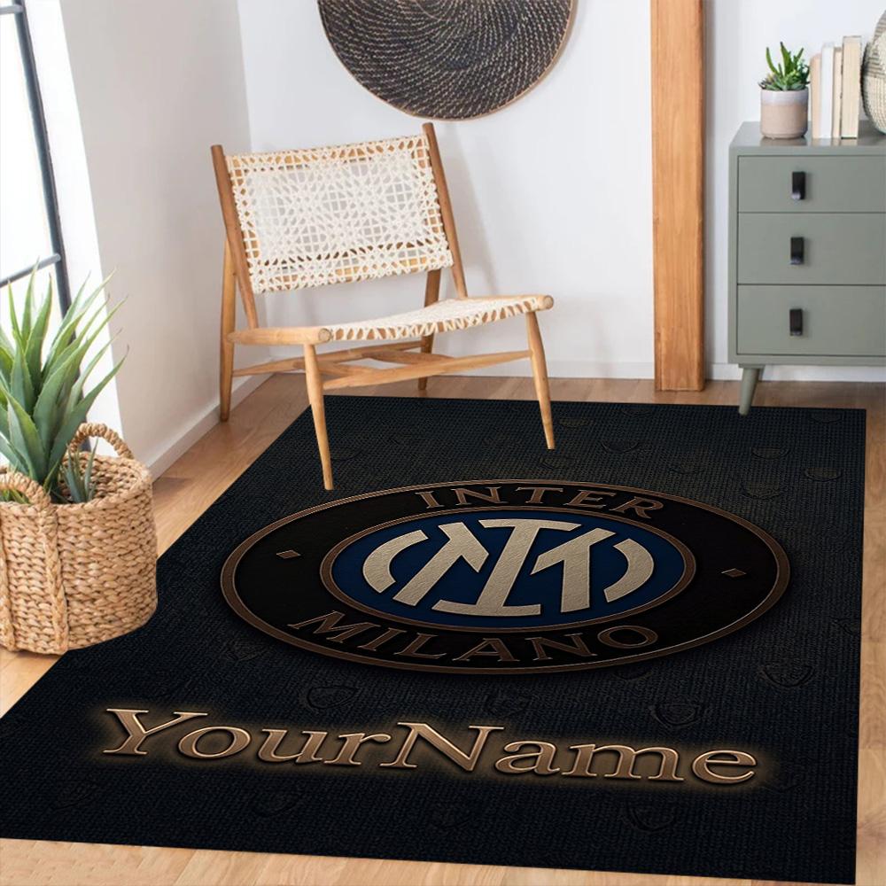 Inter Milan Customizable Name Area Rug Perfect for Study room Game Room Dormitory Balcony Anti-slip Rug Office home decor Best for Christmas