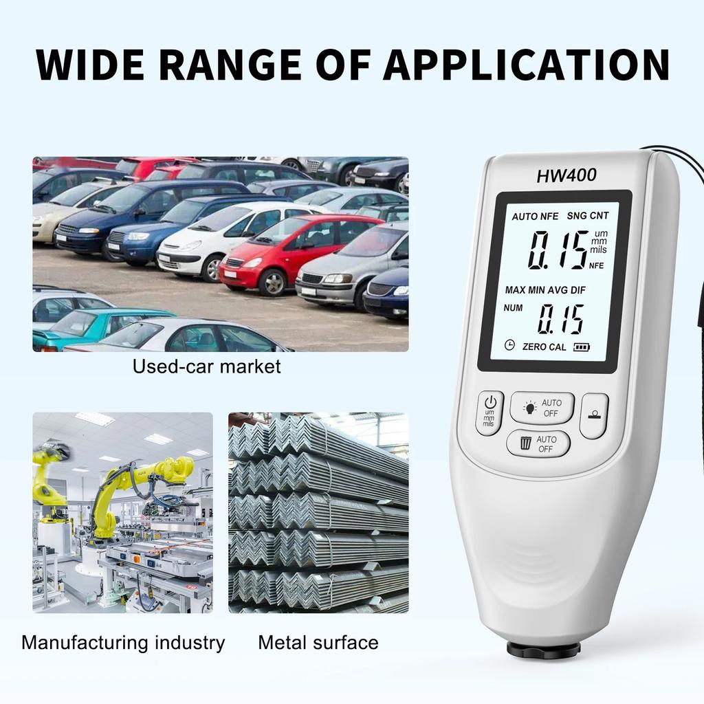 HW400 Car Paint Coating Thickness Tester Car Paint Electroplating Metal Coating Thickness Tester 1pc