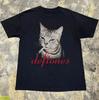 Deftones Gatto che Fuma, Gatto Divertente T-shirt Nera Unisex, Taglie S-5XL