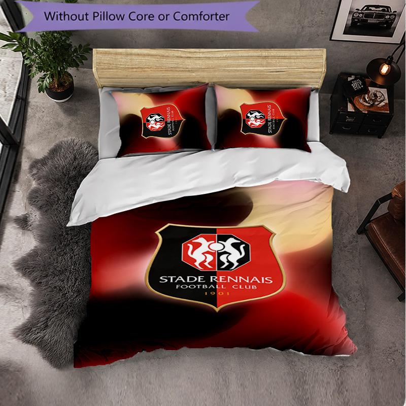 Stade Rennais FC Themed Bedding 3Pcs Duvet Cover Set Decorative Bed Linen For Teen Room Home Decoration
