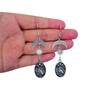Retro Fashion Sliver Color Sun Moon Oval Bird Totem Embossment Pendant Dangle Earrings for Women Hallowmas Party Jewelry Gifts