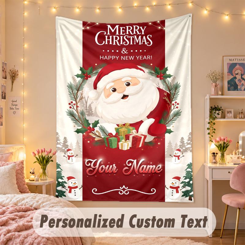 Wall Hanging TapestryChristmas Custom Name Print Art For Indoor Home Room Decoration Holiday Gift