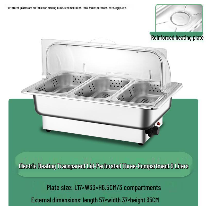 Stainless Steel Electric Chafing Dish with Visible Flip-Top for Buffet & Breakfast