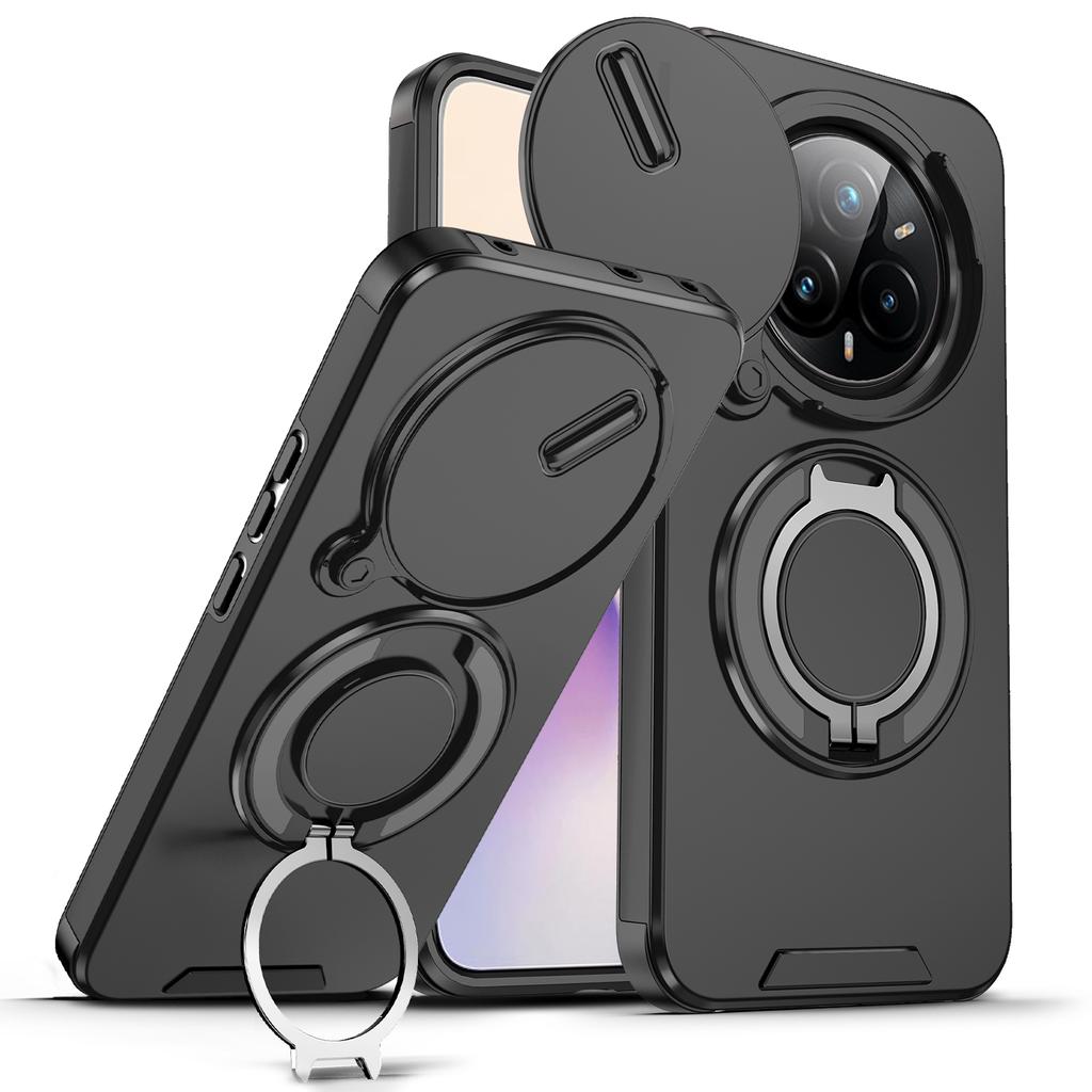 Magnetic Ring Stand Phone Case For Realme 14 Pro Plus 5G Slide Camera Lens Protection TPU Frame Hard Plastic Back Cover Fundas